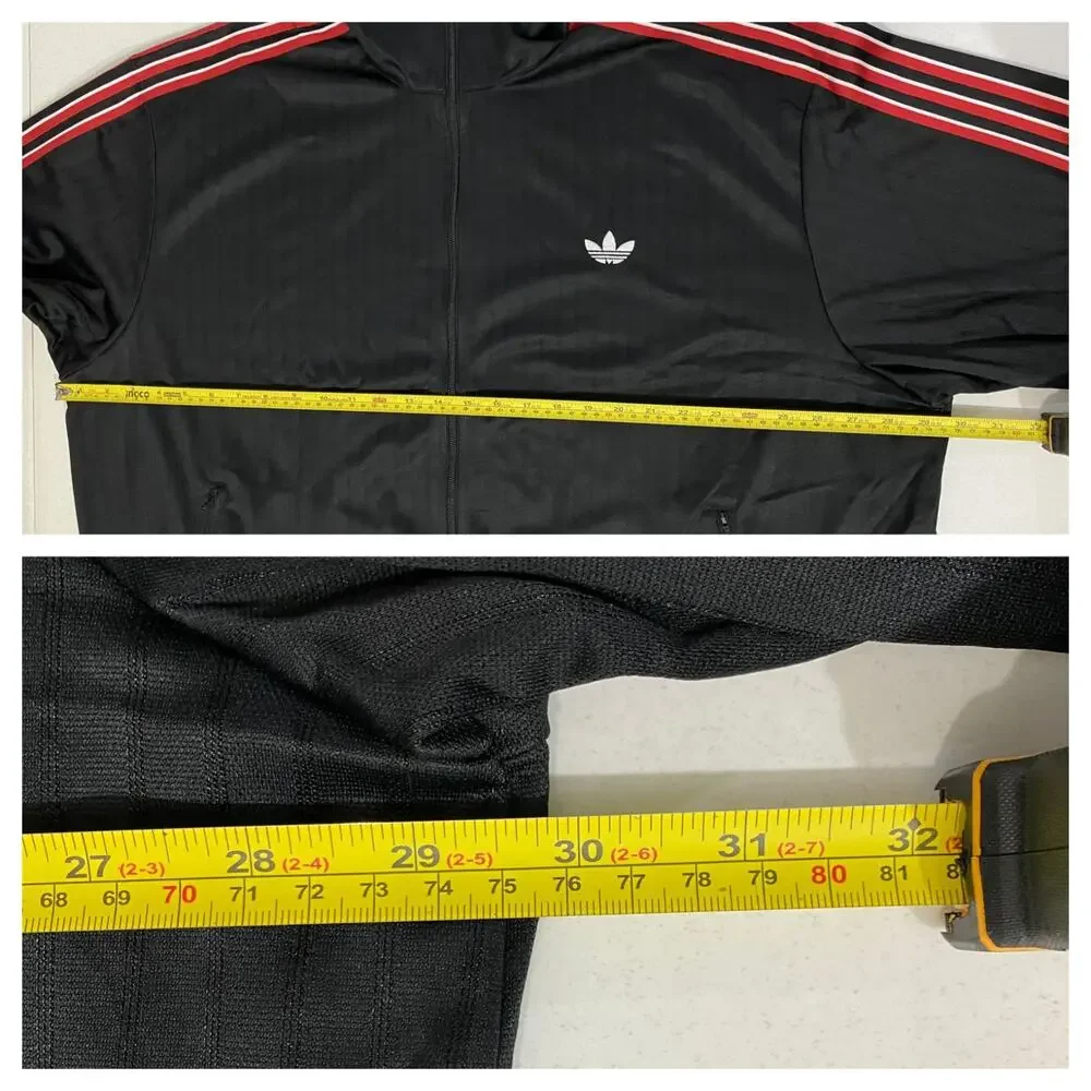Adidas Originals Firebird Loose Pinstripes Tracksuit Black Scarlet Size 2XL